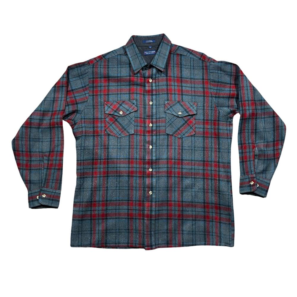 Vintage Van Heusen Winterweights Button Down Shirt Men’s Large Acrylic Flannel